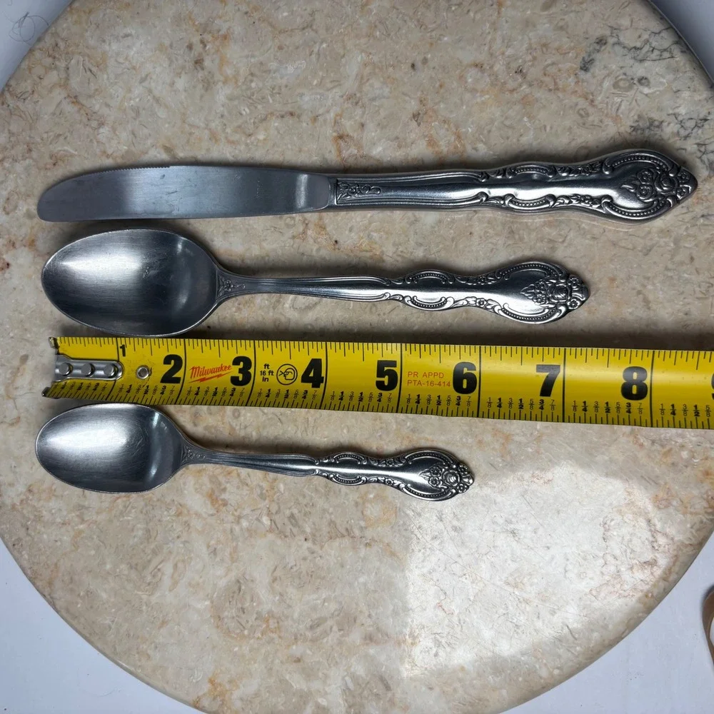 International Stainless Verona Flatware 3pc Set Silver Rose‎ Korea Knife Spoons